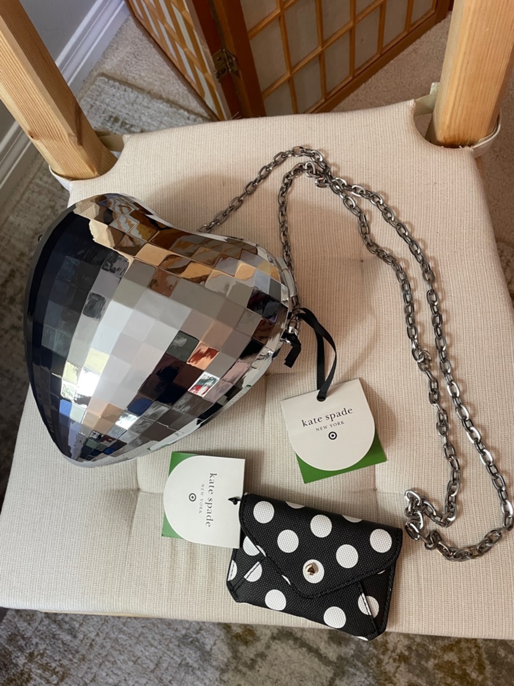 Kate Spade New York x Target Disco Heart Crossbody bag NWT & Polka Dot Case NWT - Picture 17 of 17
